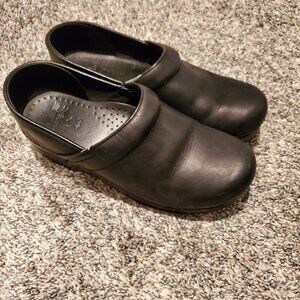 Dansko Black Leather Mules